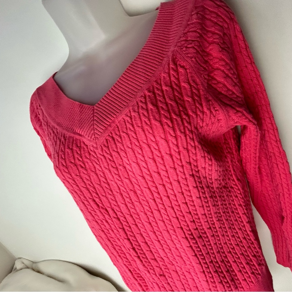 Talbots Barbiecore Pink Ribbed Sweater Small - Picture 10 of 10